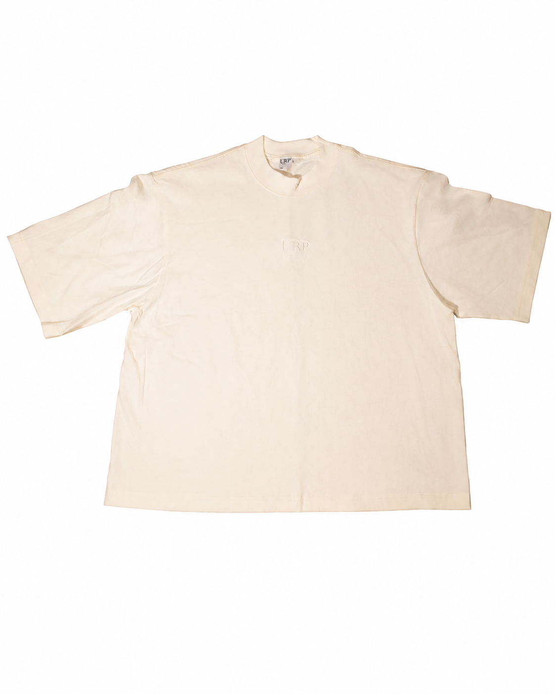 URP Oversized Heavyweight T-Shirt in Beige, front flat-lay view on a white background.